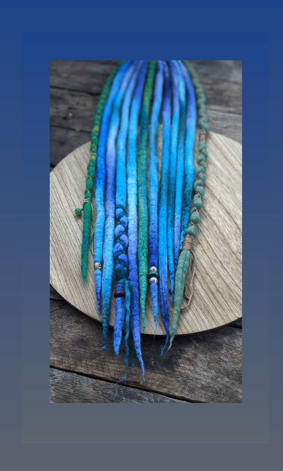 Blue Green Purple Mermaid Hair Single Ended synthetic Wool Dreadlock Extensions. Mulitcolor. Hemp Wrap. Festival Hair. Hair Wrap.