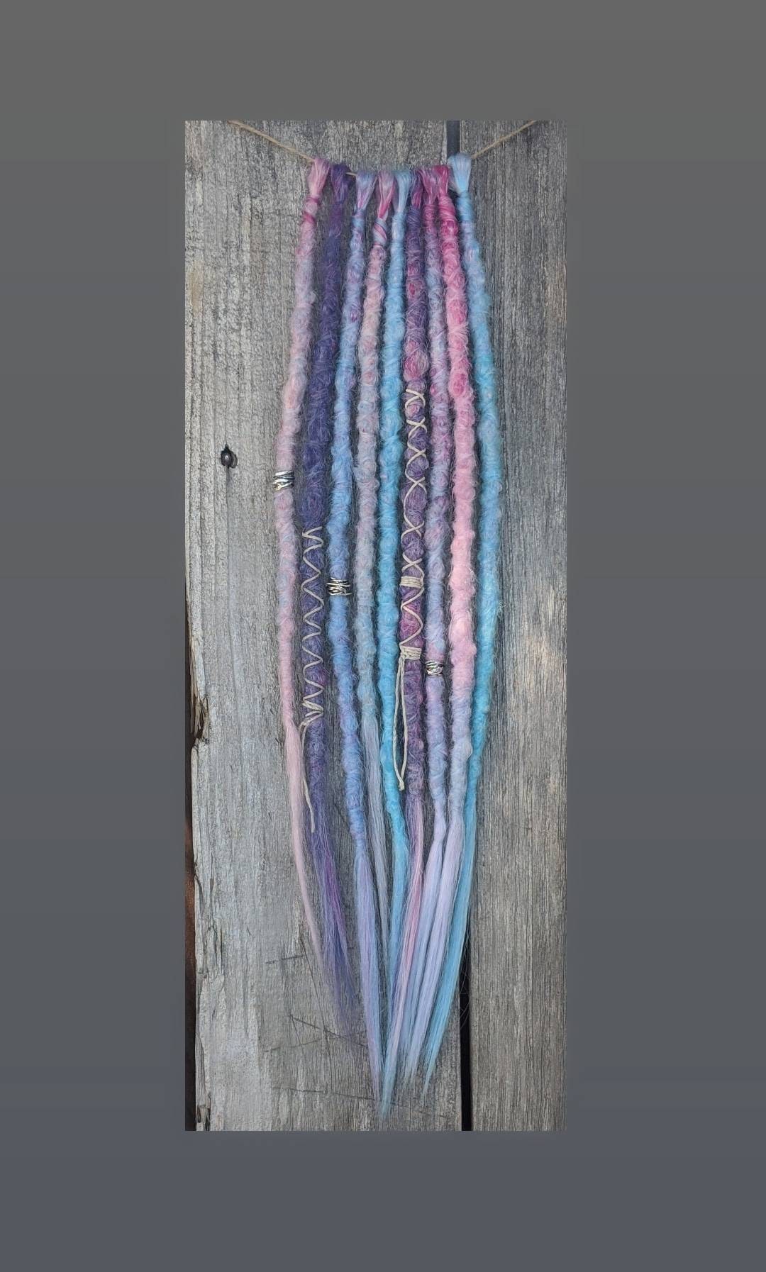 Pastel Unicorn Dreads Set of 10 Single-Ended Synthetic Dreadlocks - Made to Order. Free shipping! Natural Crochet Texture
