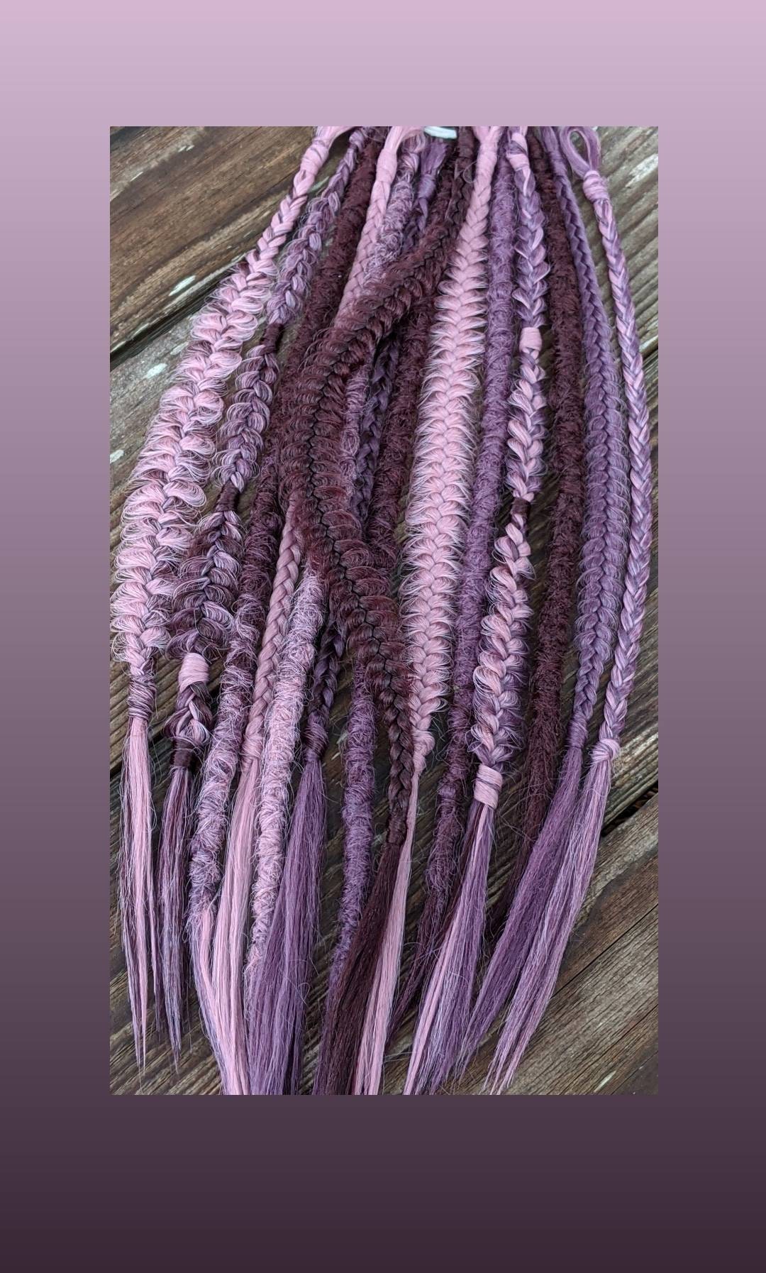 Black Cherry, Rose,Mauve, Vintage Pink, Brown Dreads and Braids accent set. Natural Crochet Texture. Soft hair extensions