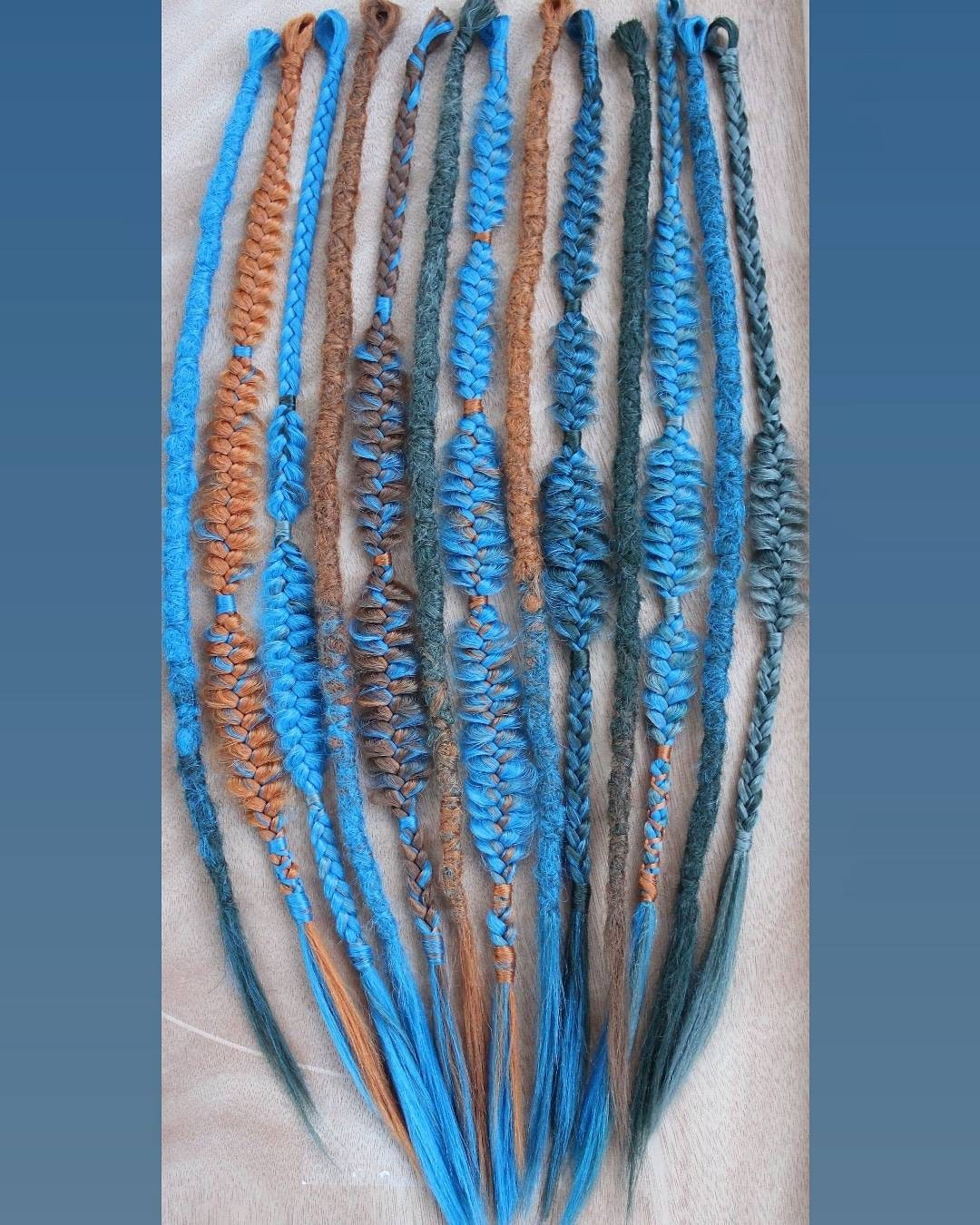 Dreads and Braids Accent Set Aqua Blue Green Sage Copper Orange