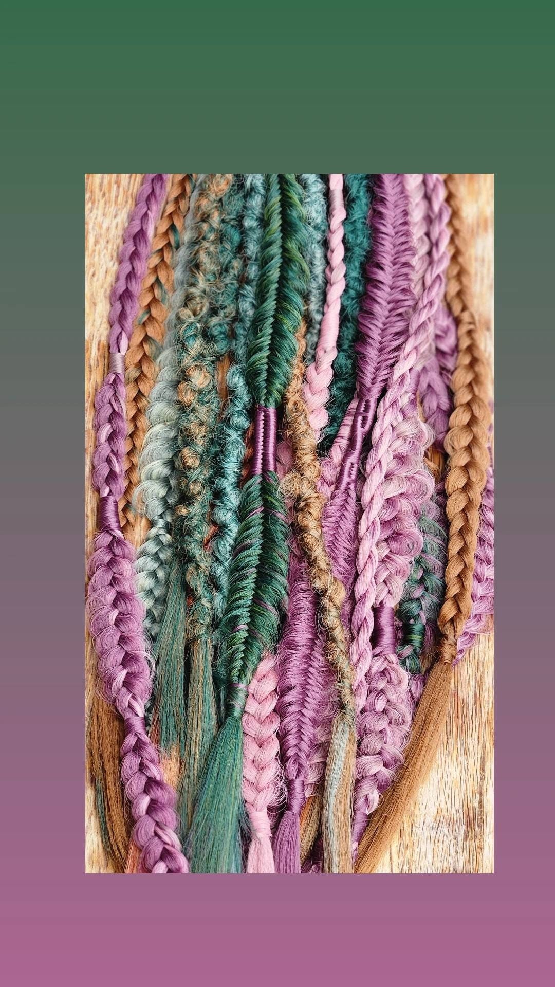 Autumn Witchy Forest Vibes Braids. Set of 10 Single Ended Mixed Braids. Plum Latte Ginger Pine Sage Brown Red Orange