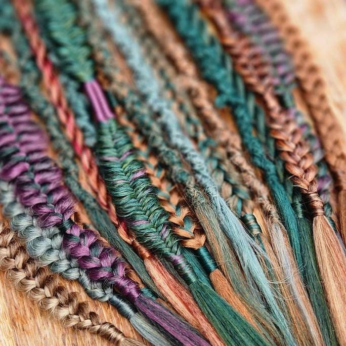 Autumn Witchy Forest Vibes Braids. Set of 10 Single Ended Mixed Braids. Plum Latte Ginger Pine Sage Brown Red Orange