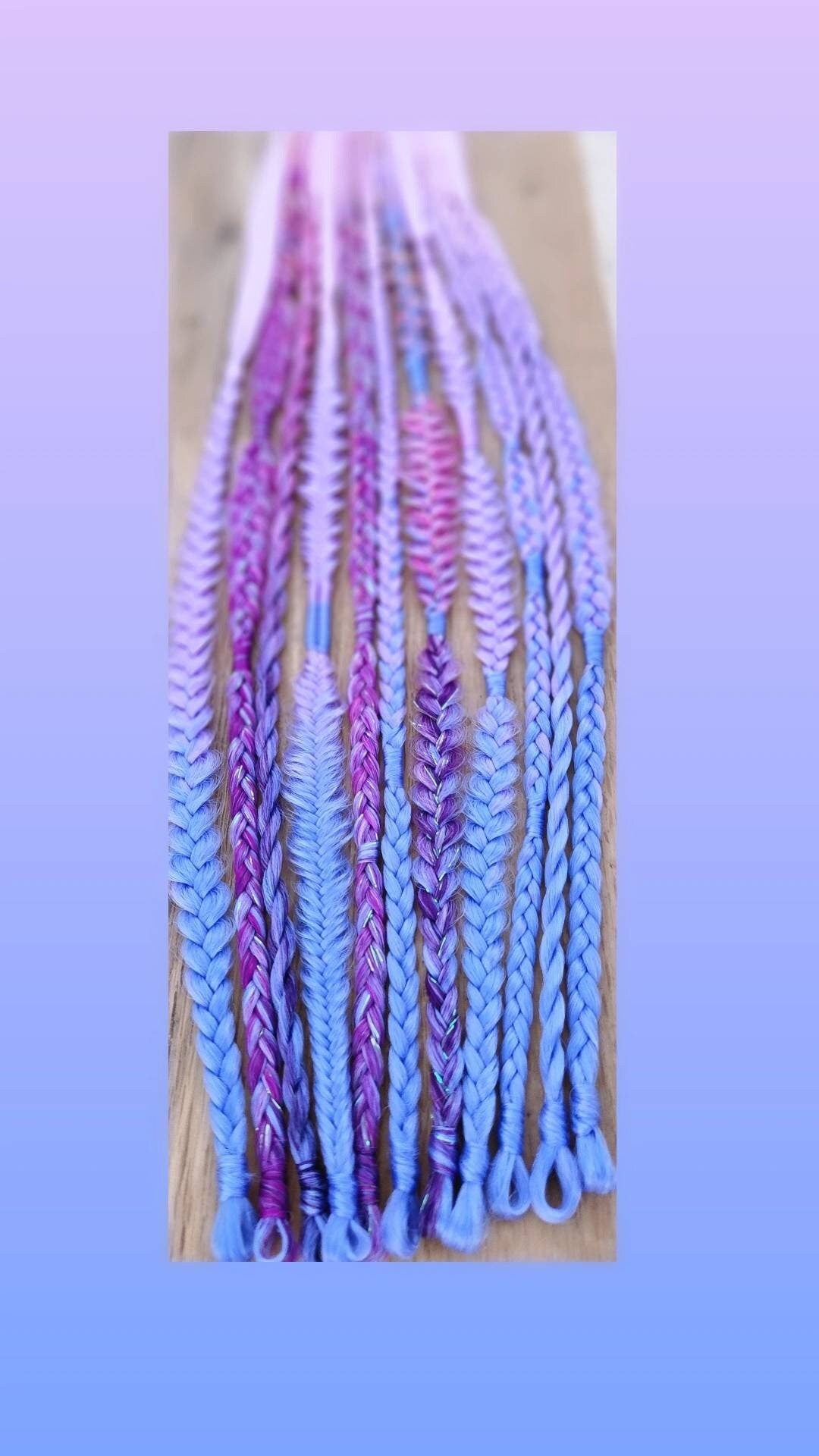 Sparkle Glitter Pastel Fairy Unicorn mixed puffy fishtail box twists braids. Blue Pink Purple. Set of 11 Festival Rave braid Extensions