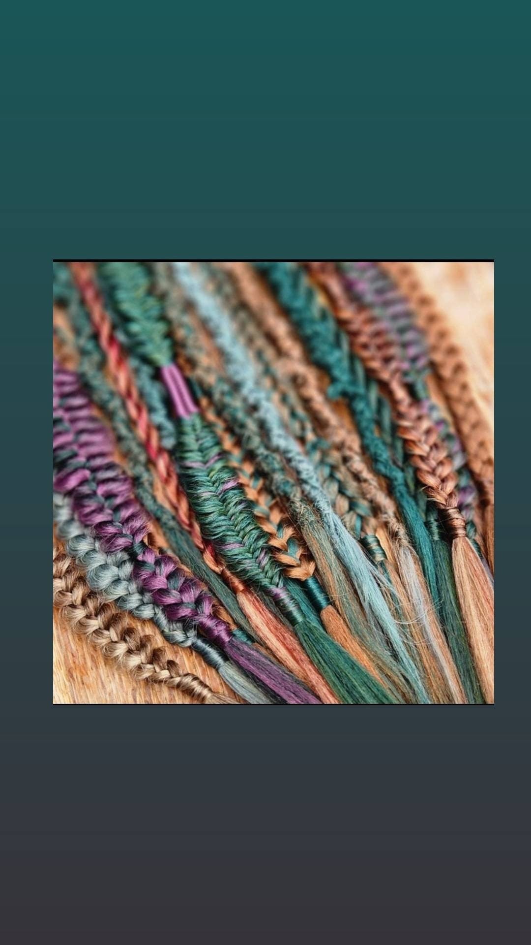Autumn Earthy Vibes Dreads and Braids Hair Extensions accent set. Brown, copper- orange, auburn, plum, forest green, sage