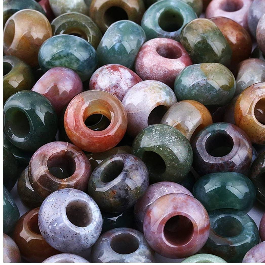 Crystal Bead Tigers Eye Amethyst Jasper Dreadlock Beads Set of 3