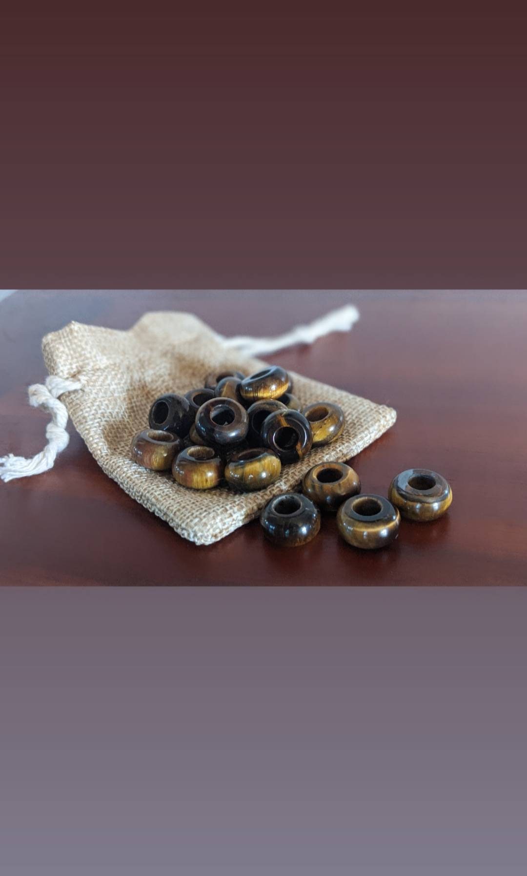 Crystal Bead Tigers Eye Amethyst Jasper Dreadlock Beads Set of 3