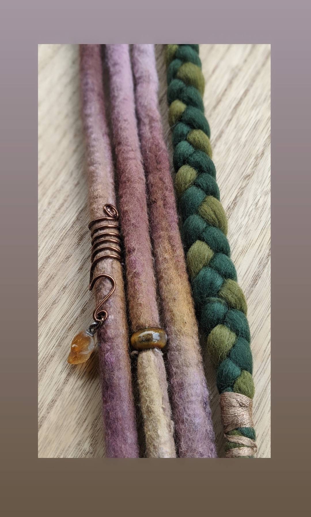 Crystal Bead Tigers Eye Amethyst Jasper Dreadlock Beads Set of 3