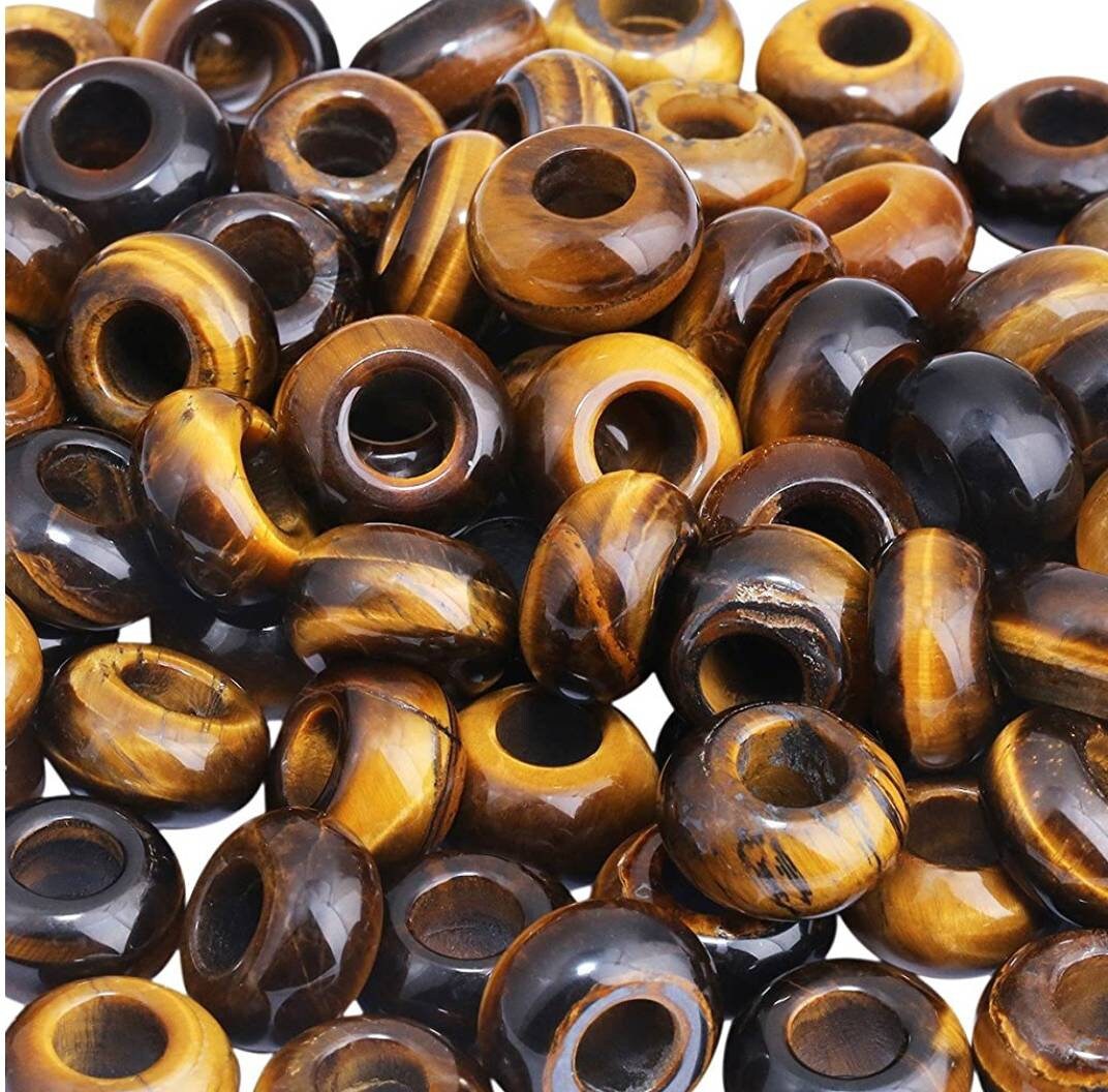 Crystal Bead Tigers Eye Amethyst Jasper Dreadlock Beads Set of 3