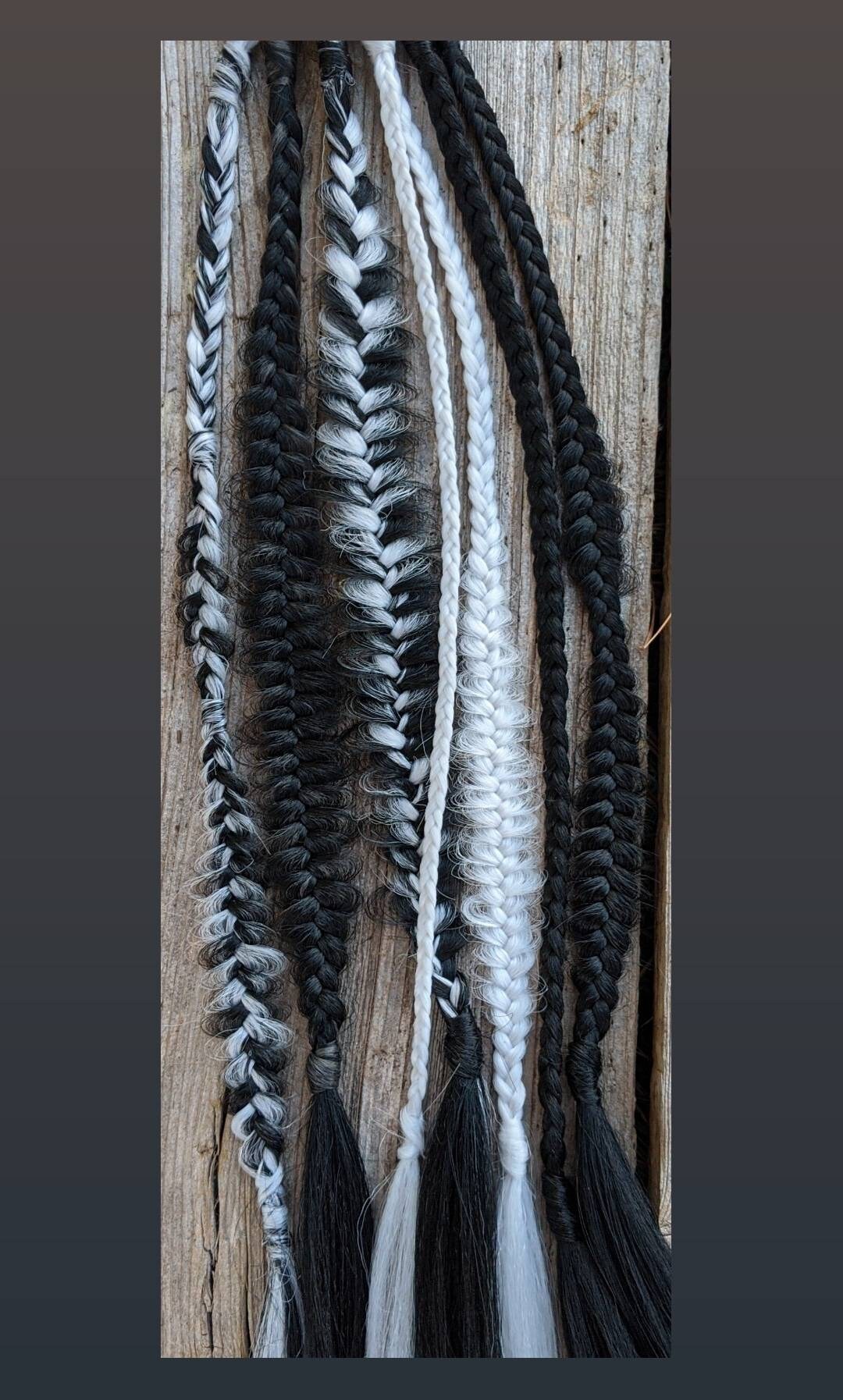 Set of Four (4) Braids | Mixed Puffy, Fishtail/Herring, Box, Twists. Pastel Unicorn. Autumn. Mauve. Black Cherry. Black. Silver. White.