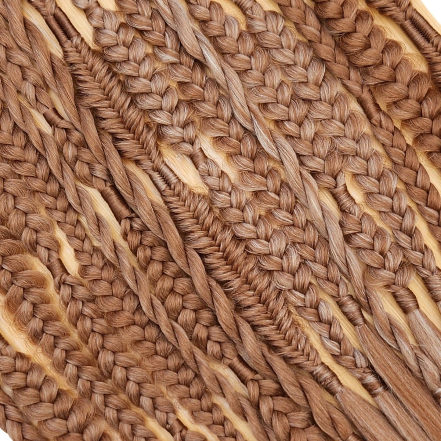 Natural Light Brown Braids | Mixed puffy Boho Fishtail Braids | 16 Single Ended Braids