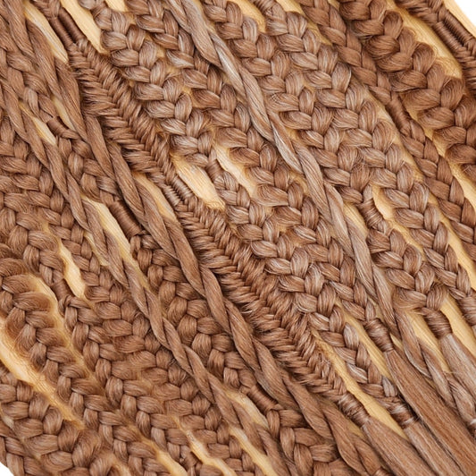 Natural Light Brown Braids | Mixed puffy Boho Fishtail Braids | 16 Single Ended Braids