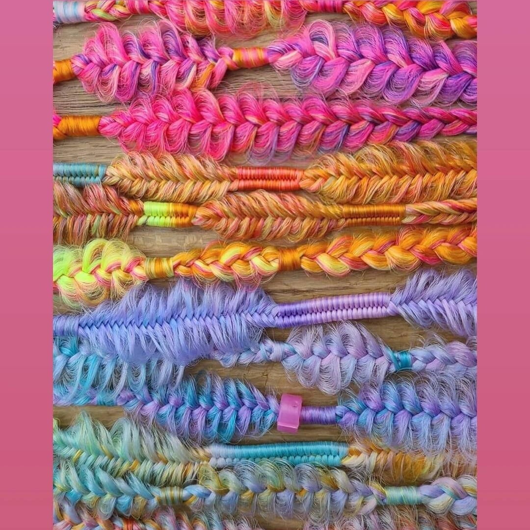 Braids accent set of 4 mixed puffy, fishtail, box, mixed braids