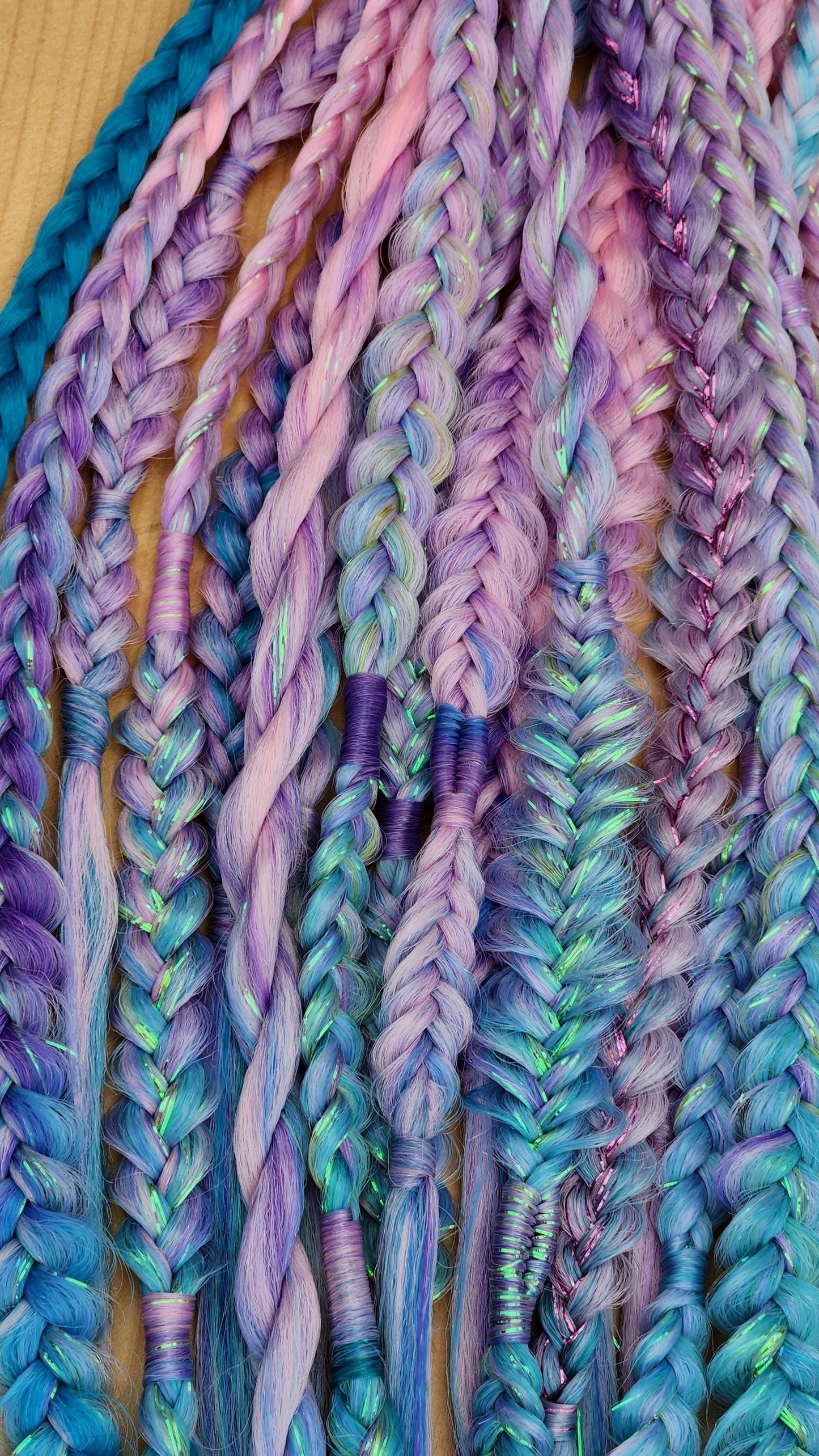 Sparkle Unicorn Braid | Single Pastel Tinsel Mystery Surprise | Rainbow Braid | Ready to Ship