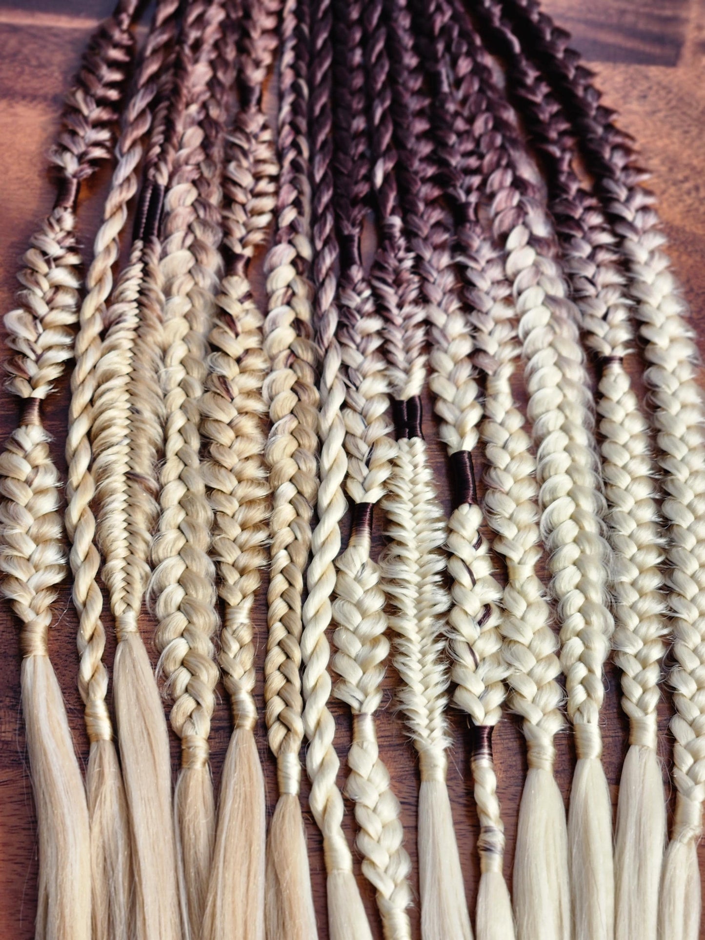 Natural Boho Braid Set |  Brown and Blonde SE Braid Extensions - Gift Set with Mixed Puffy and Fishtail Braids