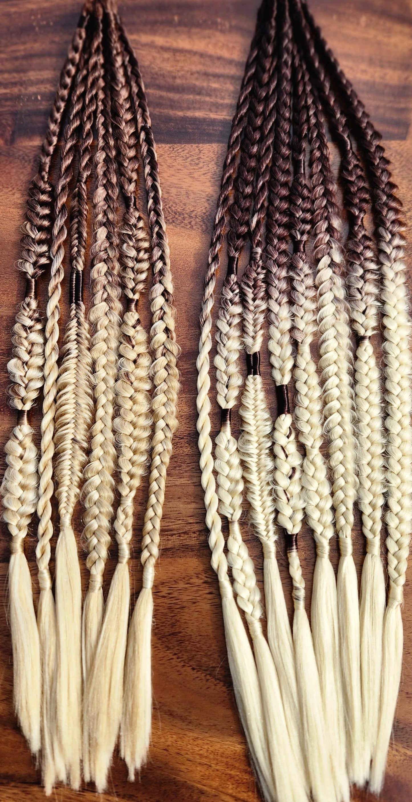 Natural Boho Braid Set |  Brown and Blonde SE Braid Extensions - Gift Set with Mixed Puffy and Fishtail Braids