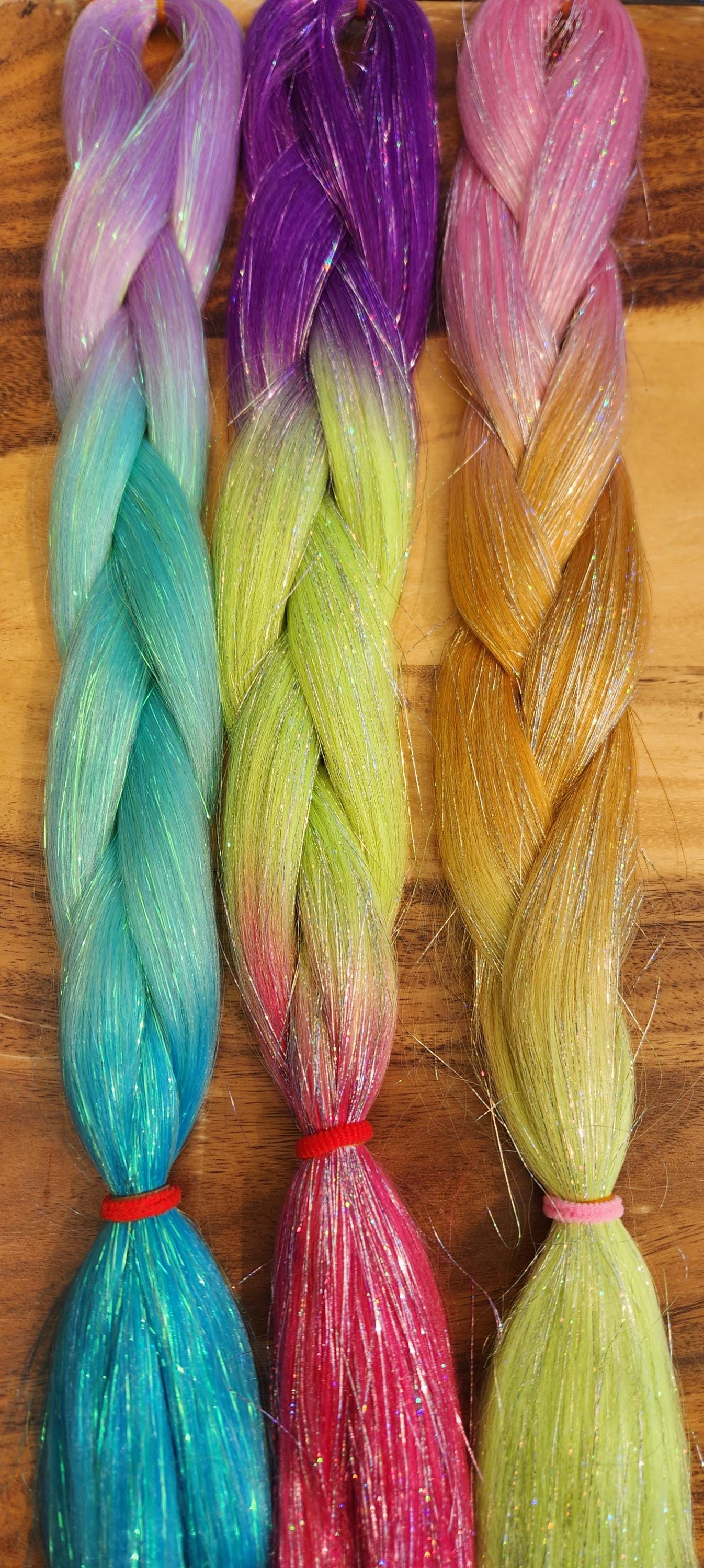 Sparkle Tinsel Braiding Hair Bundles | High-Heat Synthetic Kanekalon Fiber, Itch-Free