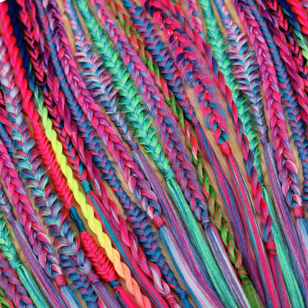 Set of Four (4) Braids | Mixed Puffy, Fishtail/Herring, Box, Twists. Pastel Unicorn. Autumn. Mauve. Black Cherry. Black. Silver. White.
