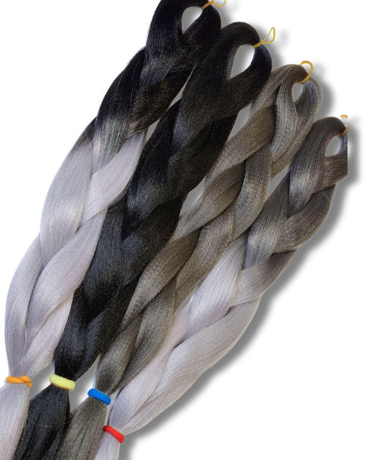 Black and Grey Synthetic Braiding Hair BUNDLE & SAVE! | High Heat Henlon | Festival Braids | Extensions | Dreadlocks