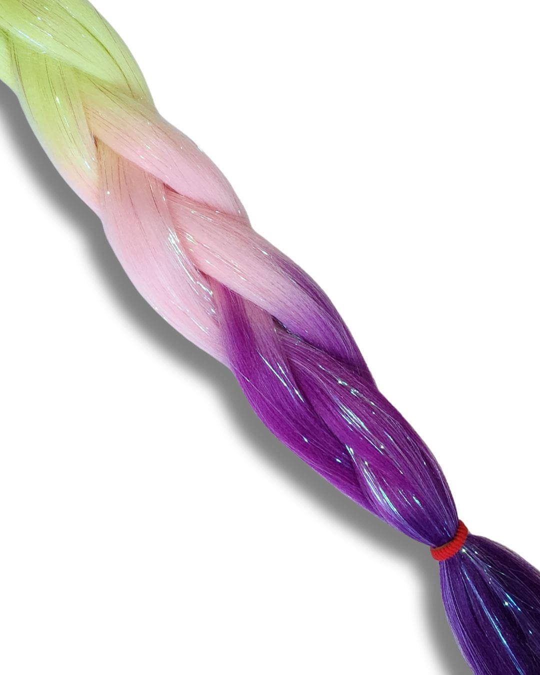 Neon Borealis Bloom Braiding Hair | Yellow, Pink & Purple Sparkle