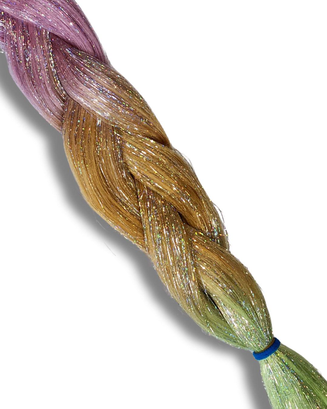 Wild Citrus Sorbet Braiding Hair Single Pack | High-Heat Synthetic Henlon Fiber with Sparkle Tinsel