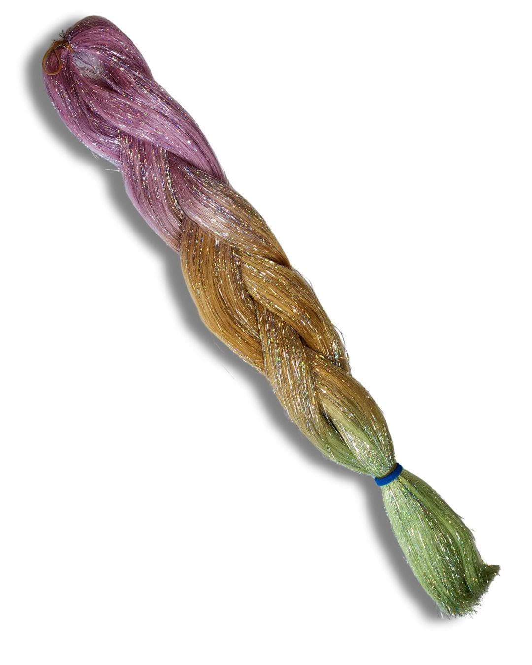 Wild Citrus Sorbet Braiding Hair Single Pack | High-Heat Synthetic Henlon Fiber with Sparkle Tinsel
