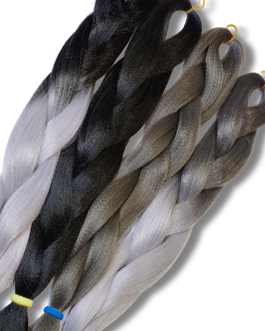 Charcoal Gray Ombre Braiding Hair | High-Heat Henlon Fiber, 26"