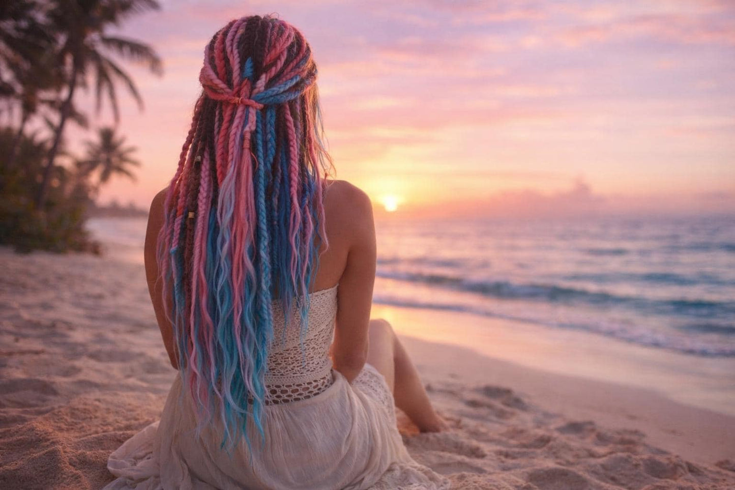 Paradise Drift Ombre Braiding Hair | High-Heat Henlon Fiber, 26" | Pink and Blue