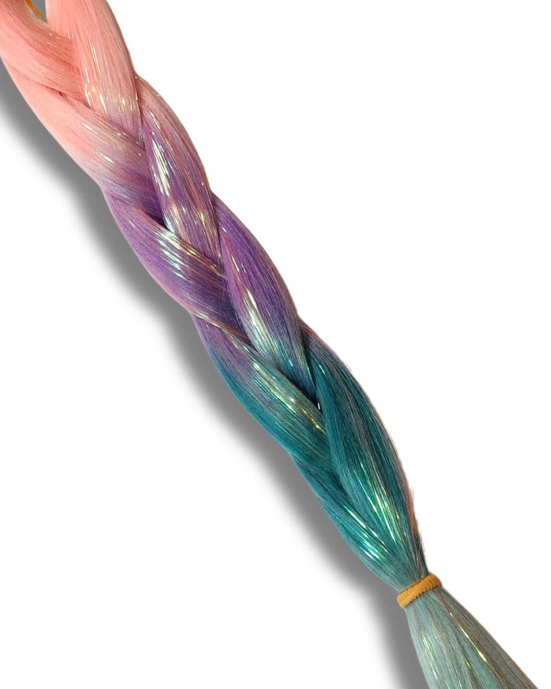 Pixie Spell Ombre Tinsel Braiding Hair | Henlon Fiber, 26" | Pink Purple Blue