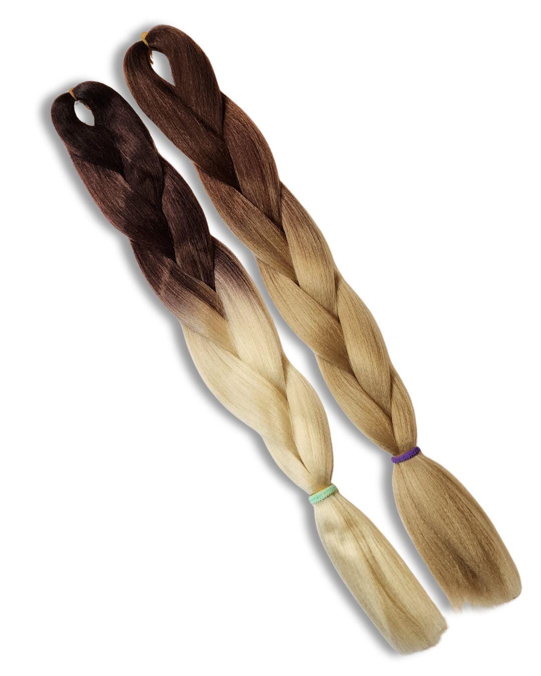 Brown Blonde Ombre Natural Browns Synthetic Braiding Hair BUNDLE & SAVE! | High Heat Henlon | Festival Braids | Extensions | Dreadlocks