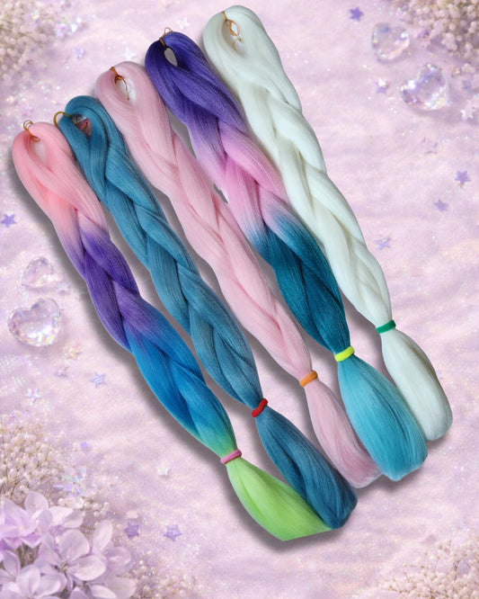 Pastel Rainbow Braiding Hair Bundle | Soft Ombre Synthetic Hair for Festival Braids and Dreadlocks | Brushable Curls | DIY Braids