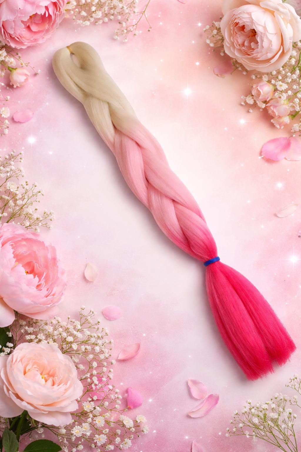 Henlon Ombre Braiding Hair | Blonde Neon Pink High-Heat Synthetic Fiber | 26" Festival Hair