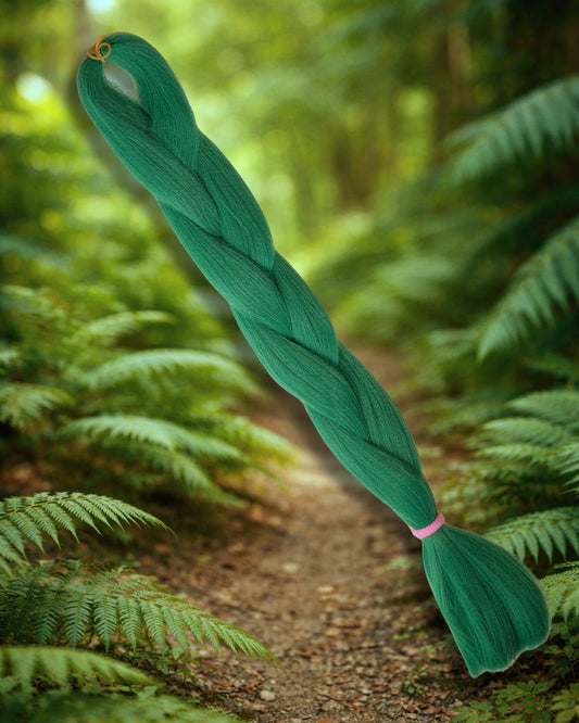Green Synthetic Braiding Hair Single Pack | High-Heat Henlon Fiber, Itch-Free | Hair Tinsel