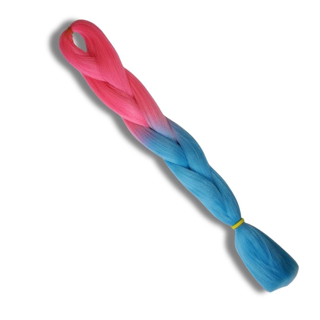 Paradise Drift Ombre Braiding Hair | High-Heat Henlon Fiber, 26" | Pink and Blue