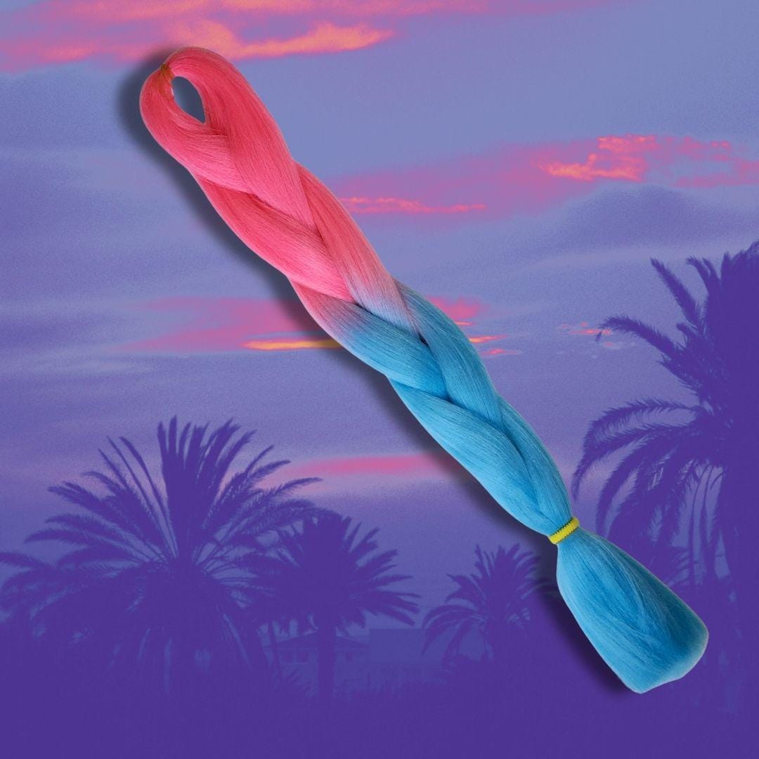 Paradise Drift Ombre Braiding Hair | High-Heat Henlon Fiber, 26" | Pink and Blue