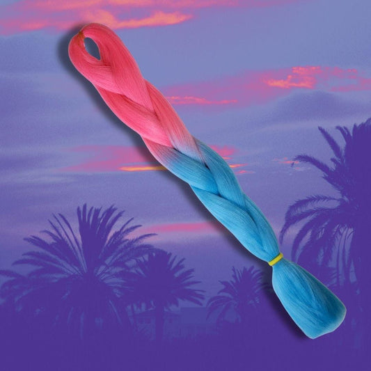 Paradise Drift Ombre Braiding Hair | High-Heat Henlon Fiber, 26" | Pink and Blue