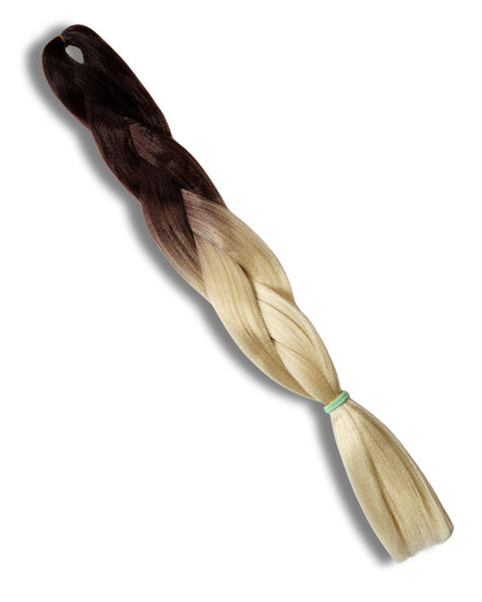 Earthwood Ombre Braiding Hair | Dark Brown to Platinum | High-Heat Henlon Fiber, 26"