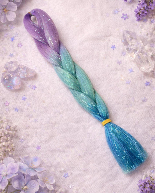 Dreamwave Sparkle Ombre Tinsel Braiding Hair | Henlon Fiber, 26" | Purple Blue