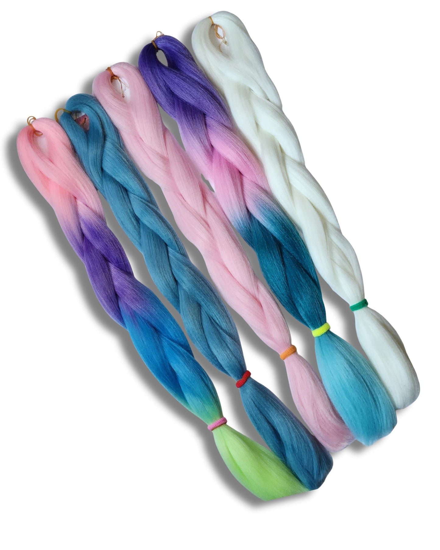 Pastel Rainbow Braiding Hair Bundle | Soft Ombre Synthetic Hair for Festival Braids and Dreadlocks | Brushable Curls | DIY Braids