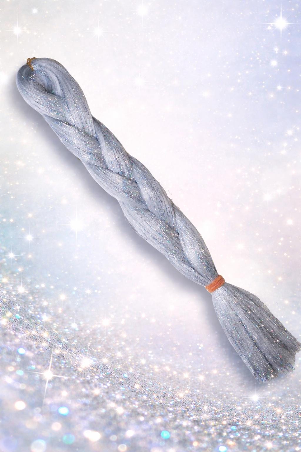 Henlon Tinsel Braiding Hair | Diamond Brite | 26" | Holographic Silver White