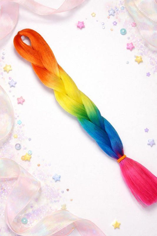 Henlon Braiding Hair | Neon Rainbow Ombre | 26" Festival Hair
