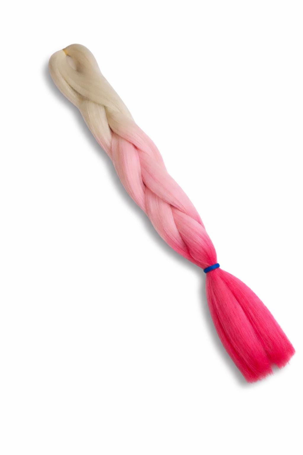 Henlon Ombre Braiding Hair | Blonde Neon Pink High-Heat Synthetic Fiber | 26" Festival Hair