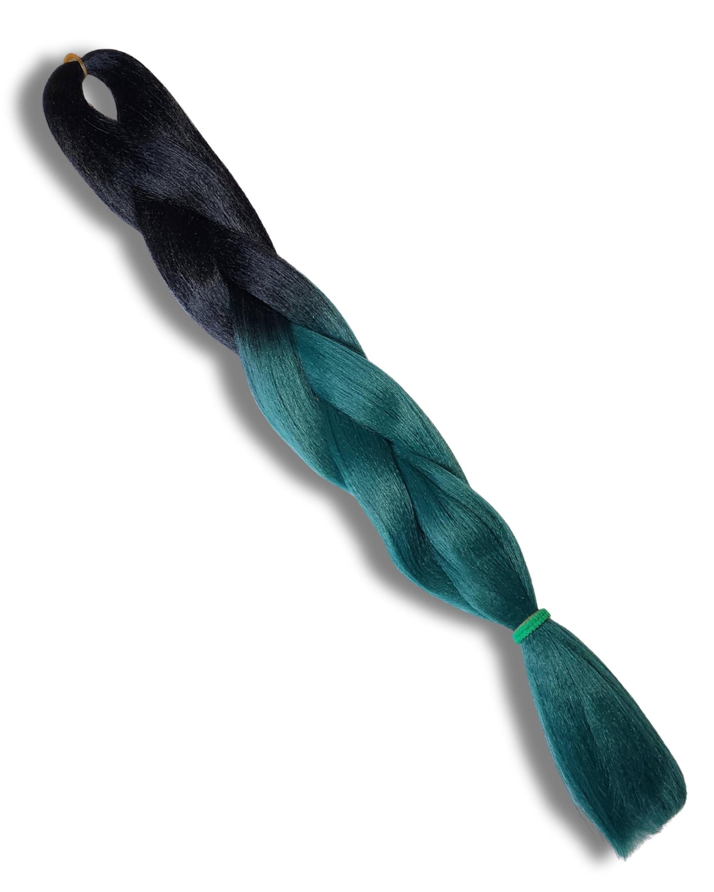 Henlon Ombre Braiding Hair | Black to Dark Teal High-Heat Synthetic Fiber | 26" Festival Hair