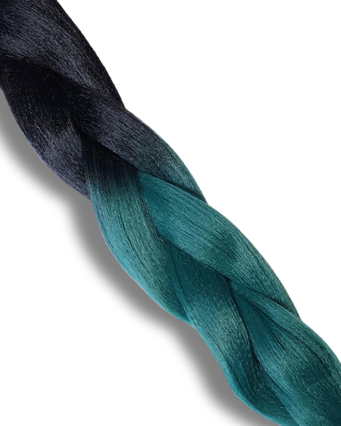 Henlon Ombre Braiding Hair | Black to Dark Teal High-Heat Synthetic Fiber | 26" Festival Hair