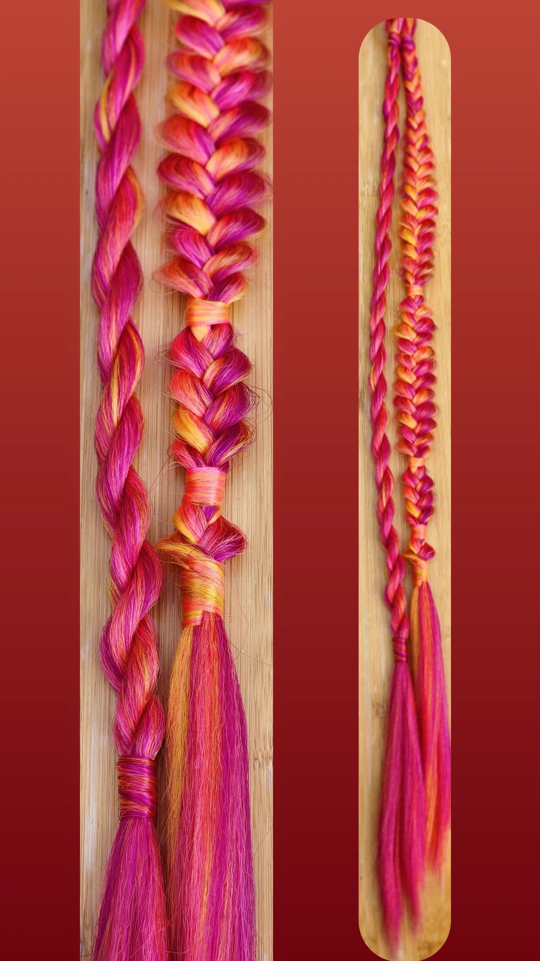 Pink and Yellow Single Braid and Twist on Nylon Hairband