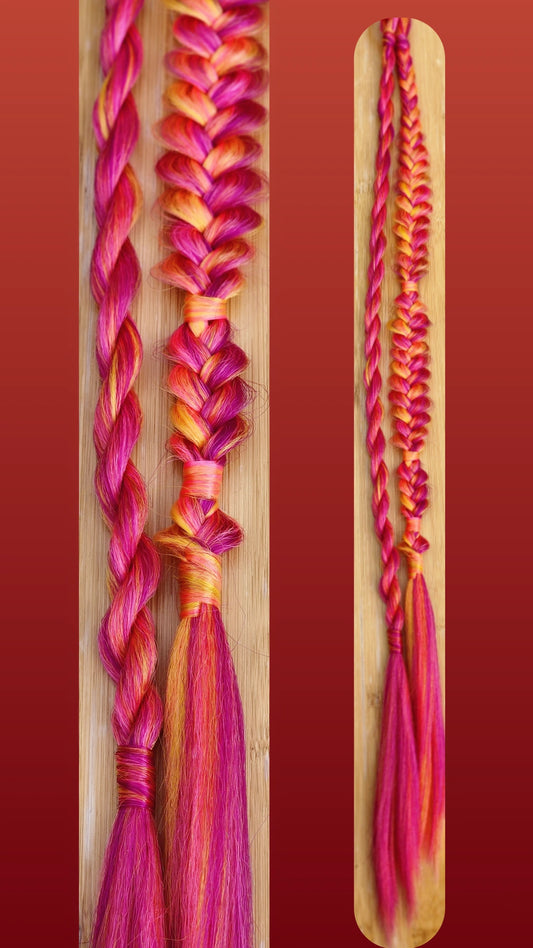 Pink and Yellow Single Braid and Twist on Nylon Hairband
