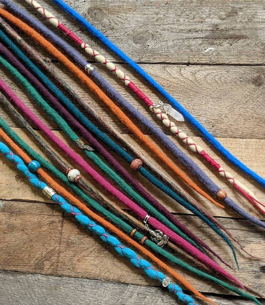Earthy Autumn Single-Ended Wool Dreadlock Extensions. Made To Order. Custom Details. Mixed Boho Colors. Wrapped. Price is per dread