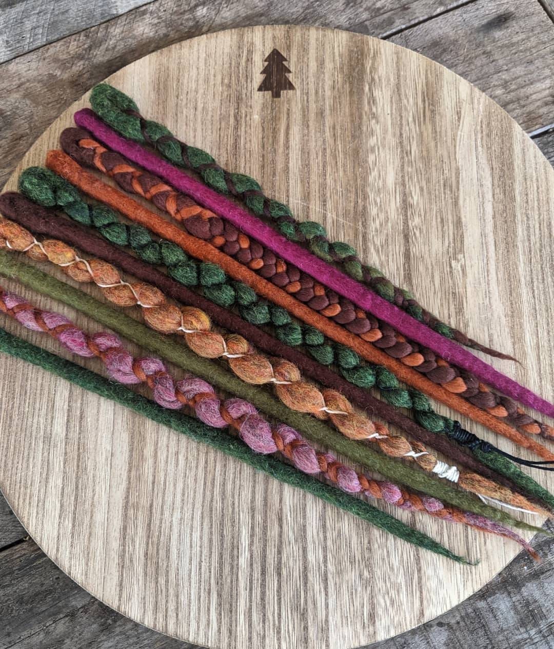 Earthy Autumn Single-Ended Wool Dreadlock Extensions. Made To Order. Custom Details. Mixed Boho Colors. Wrapped. Price is per dread