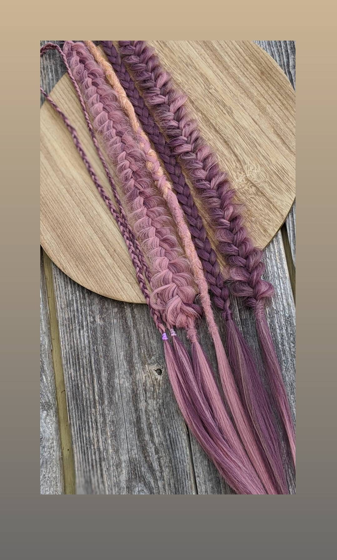 Dusty Rose, Mauve, Taupe, Vinatge Pink Braids Hair Extensions accent set