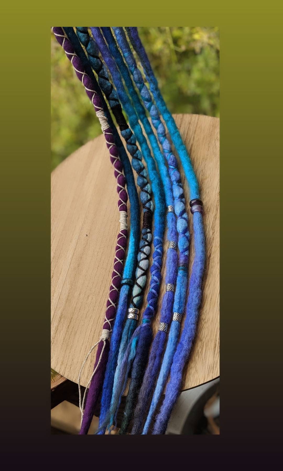 Mermaid Inspired Synthetic Single Ended Wool Dreadlock Extensions. Mulitcolor. Hemp Wrap. Blue. Green Purple Festival Hair. Hair Wrap. dread