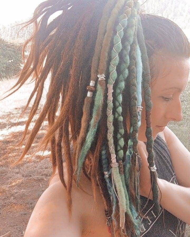 Earthy Autumn Single-Ended Wool Dreadlock Extensions. Made To Order. Custom Details. Mixed Boho Colors. Wrapped. Price is per dread